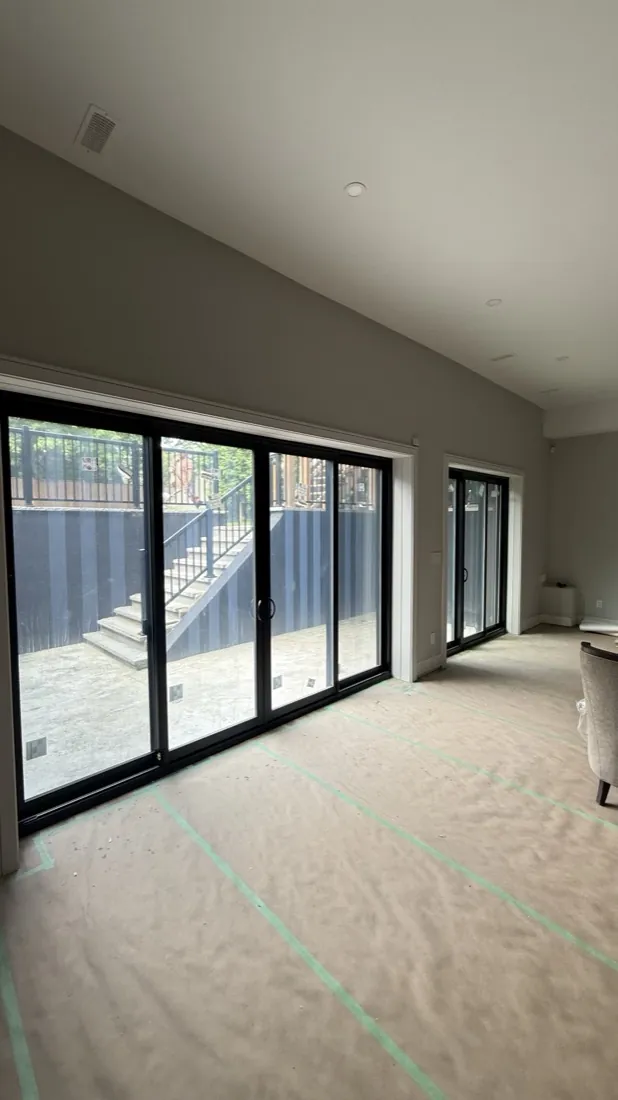 New patio door opening into a bright interior